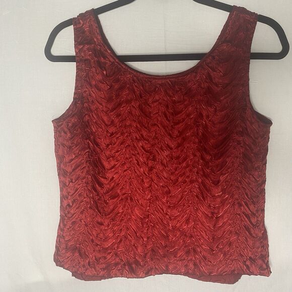 Vtg MISS DORBY 2-Piece Midi Skirt Sleeveless Blouse Set Petite Womens 10 P Red - Picture 3 of 14